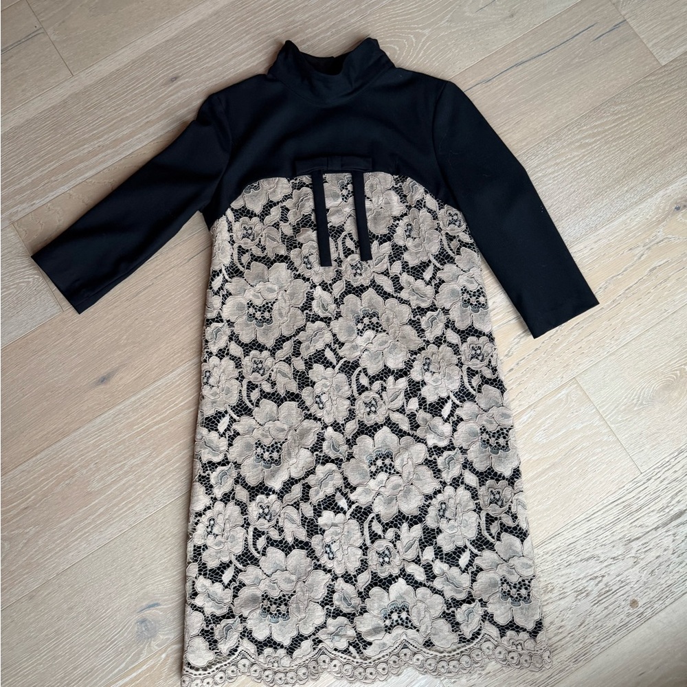 Twin-Set Black and Cream Floral Lace Dress